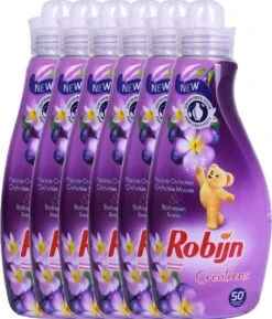 Robijn Creations Wasverzachter VOORDEELVERPAKKING 6X 1,25L. 300 Wasbeurten "Paarse Orchidee & Bosbessen" -Dagelijkse Benodigdheden Verkoop 1027x1200