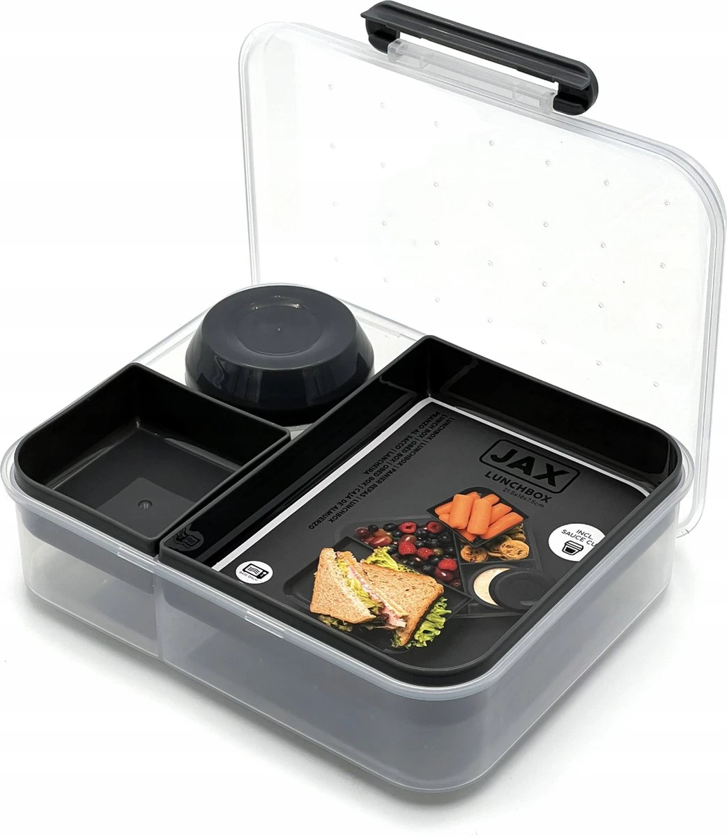 Lunchbox - Broodtrommel Inclusief Sausbeker - 3 Compartimenten - Saladebox - Brooddoos Met Yoghurtpotje 1 Lunchbox - Broodtrommel Inclusief Sausbeker - 3 Compartimenten - Saladebox - Brooddoos Met Yoghurtpotje