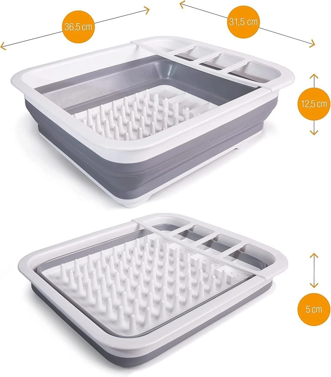 Amazy Afdruiprek Opvouwbaar & Bpa-vrij - Afdruiprek Voor Het Drogen Van Bestek, Borden, Glazen & Flessen - Afdruipmat In Grijs-wit Van Kunststof & Silicone Voor Gootsteen, Spoelbakken, Keuken 2 Amazy Afdruiprek Opvouwbaar & Bpa-vrij - Afdruiprek Voor Het Drogen Van Bestek, Borden, Glazen & Flessen - Afdruipmat In Grijs-wit Van Kunststof & Silicone Voor Gootsteen, Spoelbakken, Keuken - Afbeelding 2