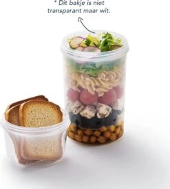 Lock&Lock Yoghurt Beker To Go - Muesli Beker To Go - Lunchbeker - Salade To Go - Saladebox - Large - 760 Ml + 310 Ml - Wit -Dagelijkse Benodigdheden Verkoop 1077x1200 1