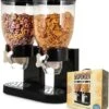MikaMax Cornflakes Dispenser - Voorraadbus - Cornflakes Voorraadpot - Ontbijt Granendispenser - Zwart - 2 X 500 Gram