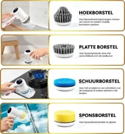 MostEssential Premium Elektrische Schoonmaakborstel 2023 Model – Elektrische Schrobber - Schrobborstel - Poetsmachine – Voor Badkamer Of Keuken - Inclusief 4 Borstelkoppen -Dagelijkse Benodigdheden Verkoop 1117x1200 3