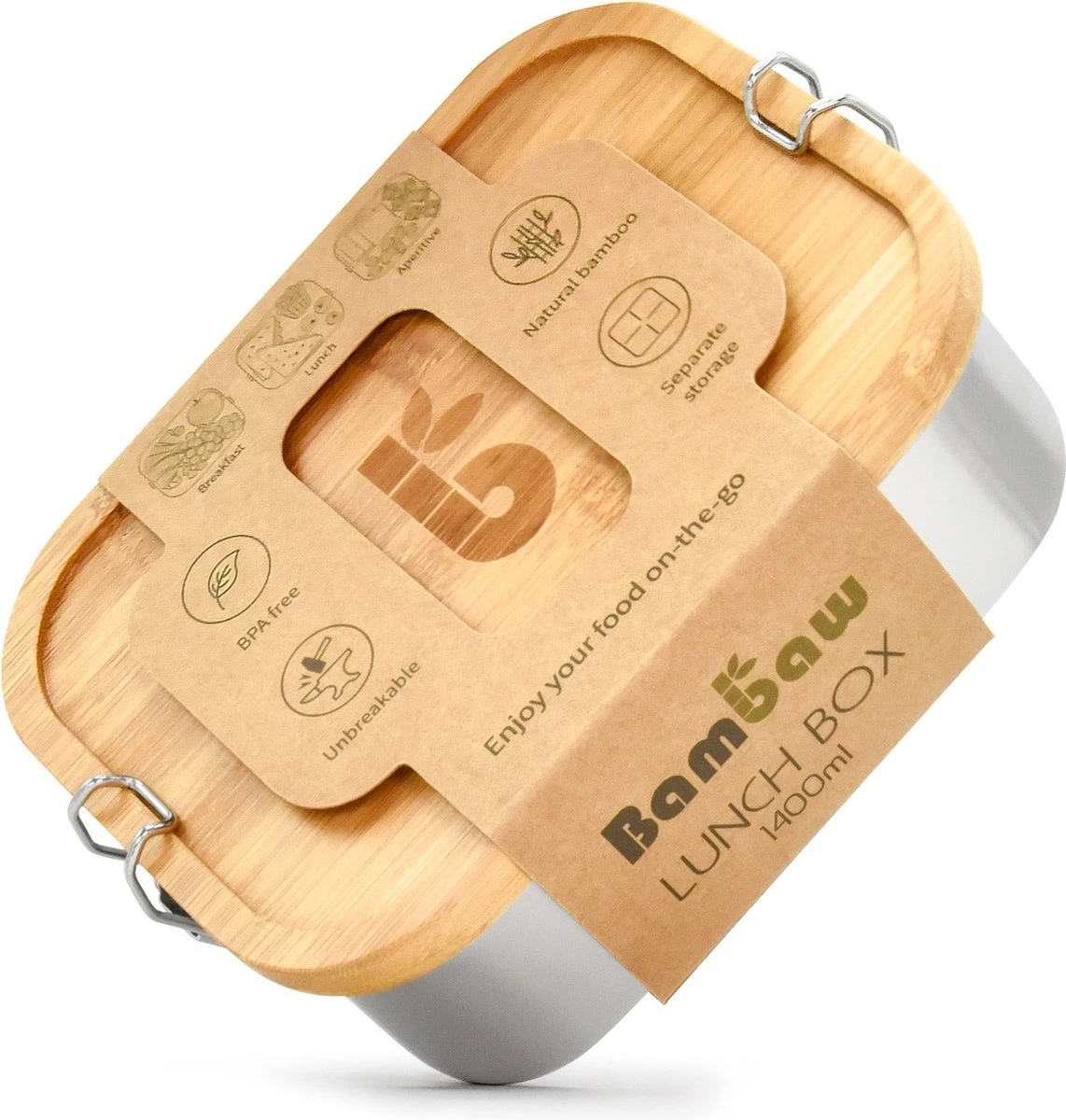 Bamboe Lunch Box 1400 Ml | Broodbox | Ecologisch | Roestvrijstalen Lunchbox | Bentobox No Leak | Smaakloos | Bamboe Grote Broodtrommel | Lunchbox Volwassenen | Lunchbox RVS Bamboe | Bambaw 9 Bamboe Lunch Box 1400 Ml | Broodbox | Ecologisch | Roestvrijstalen Lunchbox | Bentobox No Leak | Smaakloos | Bamboe Grote Broodtrommel | Lunchbox Volwassenen | Lunchbox RVS Bamboe | Bambaw - Afbeelding 9