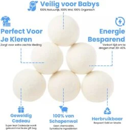 DRYQUICK Drogerballen- Wasbollen- Duurzaam Schapenwol - Herbruikbaar- 6 XL Wasballen Wit -Dagelijkse Benodigdheden Verkoop 1162x1200