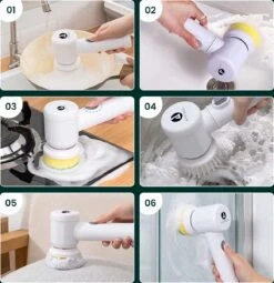 Apeiron Elektrische Schoonmaakborstel - Poetsmachine - Poliermachine - Schrobborstel - Handborstel - Werkborstel - Schrobber - Boorborstel - Wasborstel - Schoonmaakmiddelen - Reinigingsborstel - 3 Opzetstukken -Dagelijkse Benodigdheden Verkoop 1164x1200 5