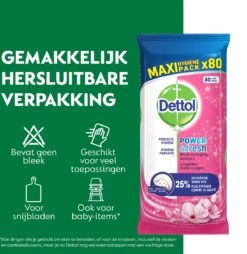 Dettol - Schoonmaakdoekjes - Power & Fresh - Kersenbloesem - 4 X 80 Stuks - Voordeelverpakking -Dagelijkse Benodigdheden Verkoop 1165x1200 3