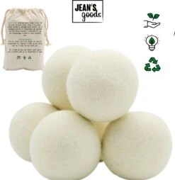 Jean's Goods Drogerballen - Droogballen - Wasdrogerballen - Wasdroger Ballen - Wasbol - Wasbollen - Wasballen - Energiebesparende Producten - Energiebesparend - Duurzaam Cadeau - RWS Wol - Zero Waste - Wasverzachter - Beige - 6 Stuks -Dagelijkse Benodigdheden Verkoop 1167x1200