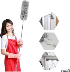 Fain® Plumeau Met Telescoopsteel – Grijs – 80 Tot 240 Cm - Uitschuifbaar – Wasbaar - Flexibel 360° Draaibaar – Duster - Microvezel Ragebol -Dagelijkse Benodigdheden Verkoop 1171x1200 3