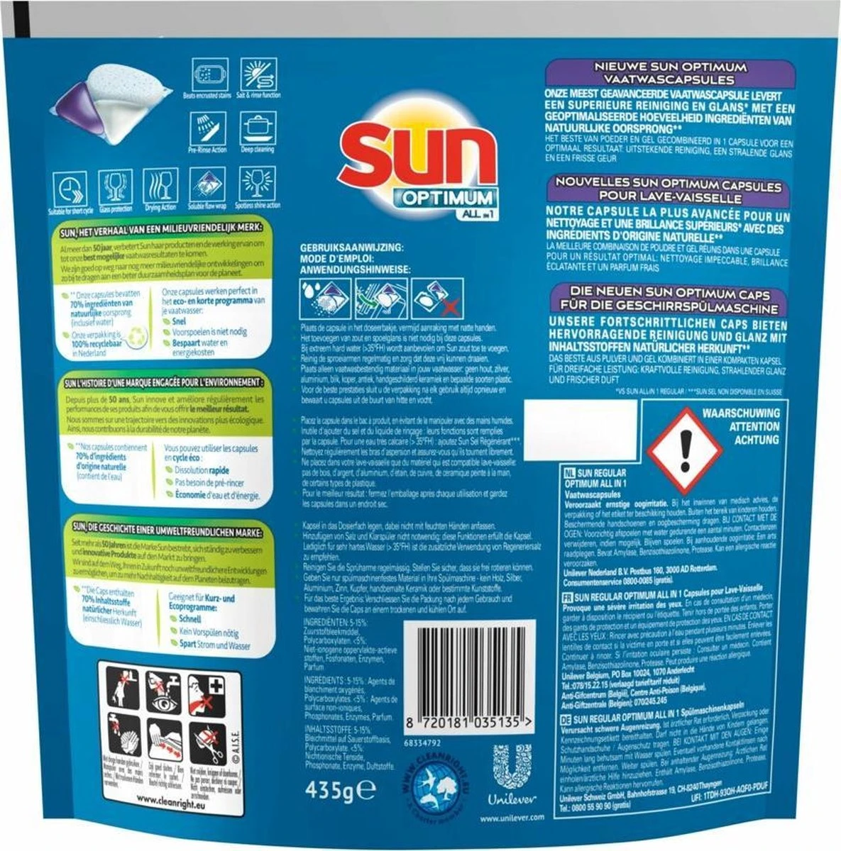 SUN® Sun Optimum All-in 1 Regular Capsules - 30 Vaatwastabletten - Maandbox 2 SUN® Sun Optimum All-in 1 Regular Capsules - 30 Vaatwastabletten - Maandbox - Afbeelding 2