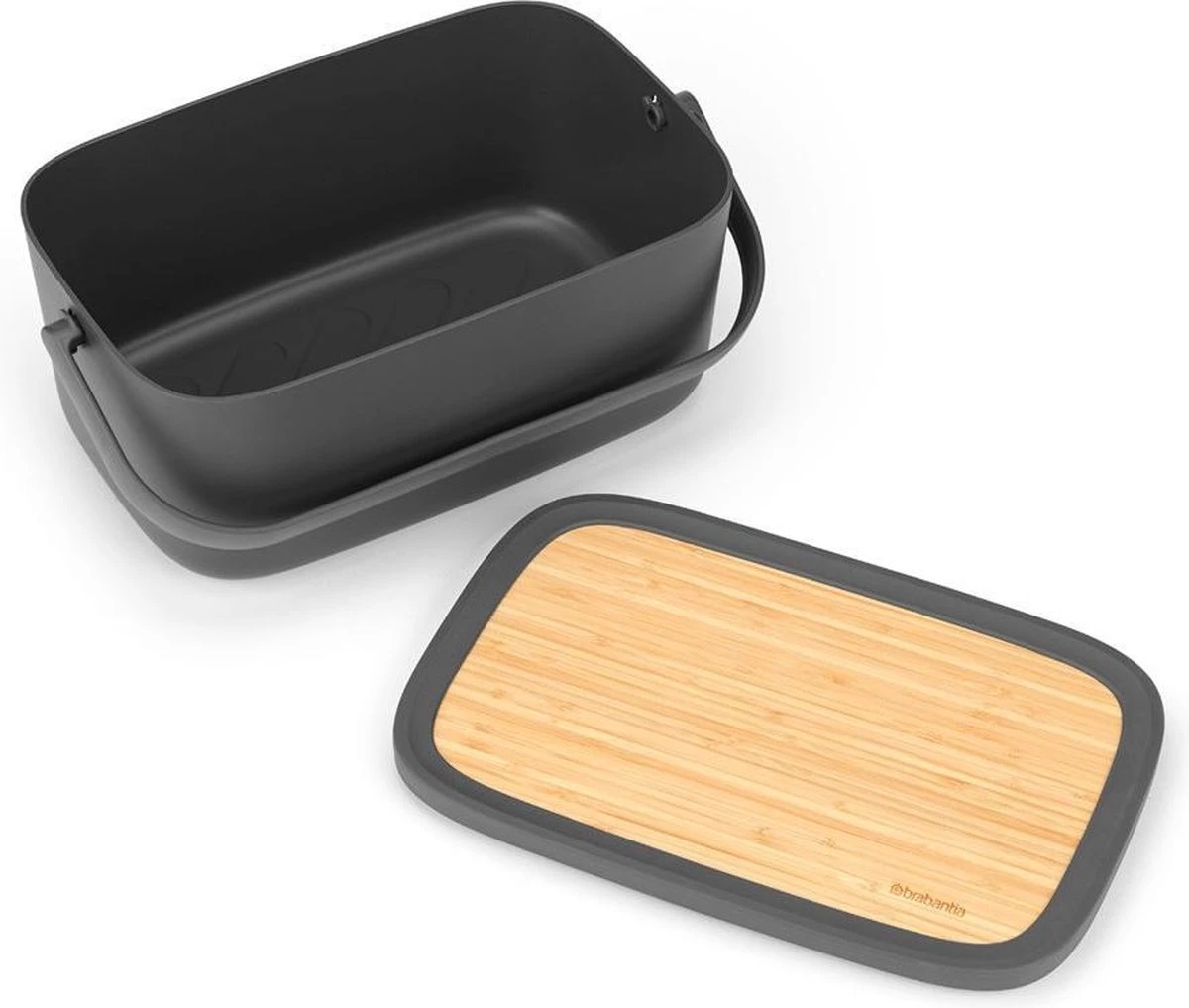 Brabantia Nic Broodtrommel - Met Bamboe Deksel - Dark Grey 6 Brabantia Nic Broodtrommel - Met Bamboe Deksel - Dark Grey - Afbeelding 6