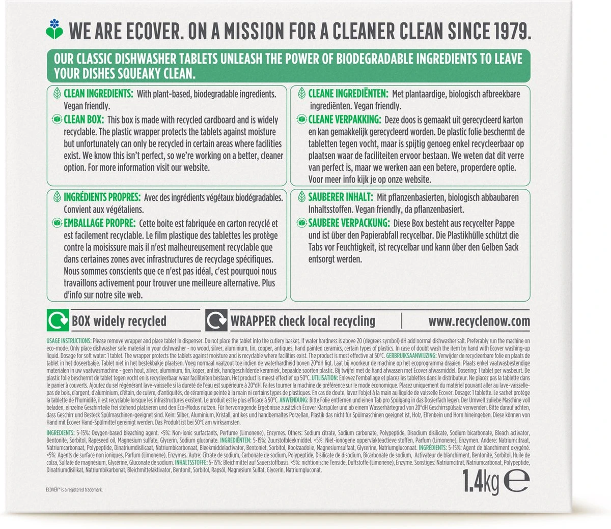 Ecover - Vaatwastabletten Classic - 70 Tabs 4 Ecover - Vaatwastabletten Classic - 70 Tabs - Afbeelding 4