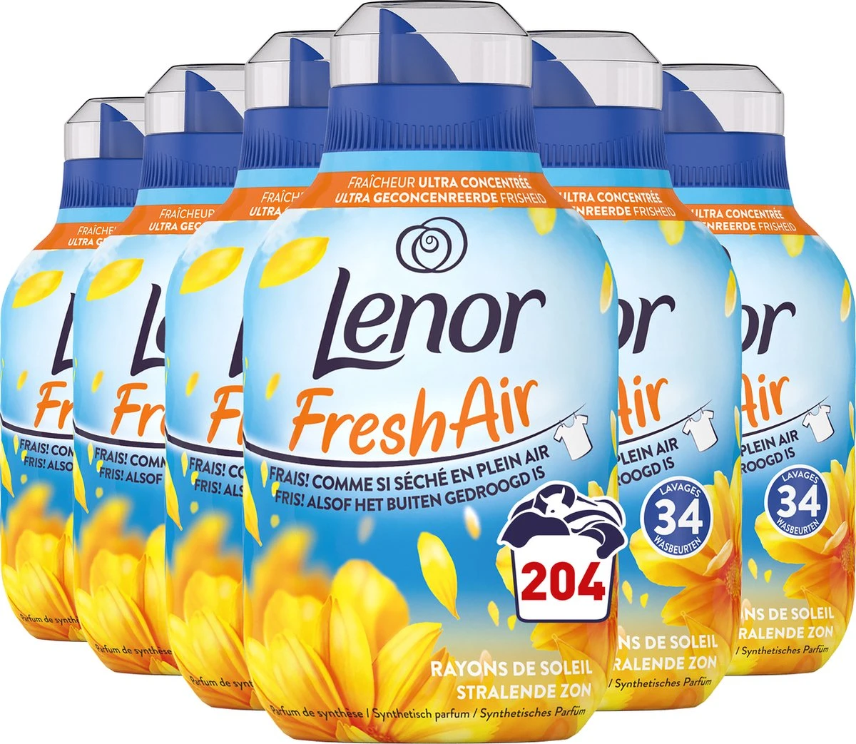 Lenor Fresh Air Zonnestralen - Wasverzachter - 6 X 34 Wasbeurten Voordeelverpakking 1 Lenor Fresh Air Zonnestralen - Wasverzachter - 6 X 34 Wasbeurten Voordeelverpakking