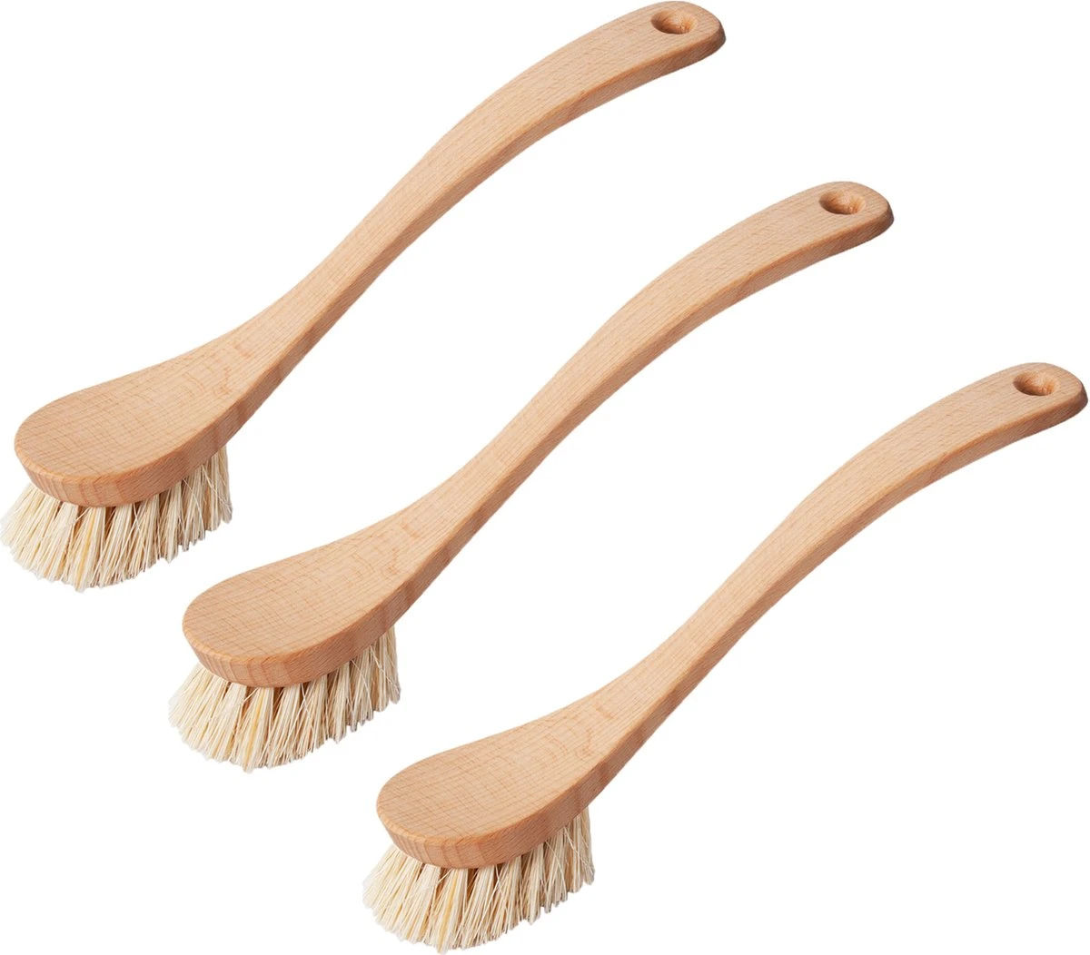 CC Hansen 3 X Afwasborstel Met Gebogen Steel- Beukenhout - Stevige Haren - Licht Bruin - 23 Cm 1 CC Hansen 3 X Afwasborstel Met Gebogen Steel- Beukenhout - Stevige Haren - Licht Bruin - 23 Cm