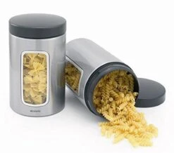 Brabantia Voorraadbus - 1,4 L - Matt Steel Fingerprint Proof / Matt Black Deksel - Met Venster -Dagelijkse Benodigdheden Verkoop 1200x1060 2