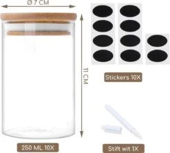 Quality Needz - Voorraadbussen - 250 ML - Glazen Potjes Met Deksel - Kruidenpotjes - 10 Delige Set - BPA-vrij - Gratis Pen & Herschrijfbare Stickers -Dagelijkse Benodigdheden Verkoop 1200x1078 2