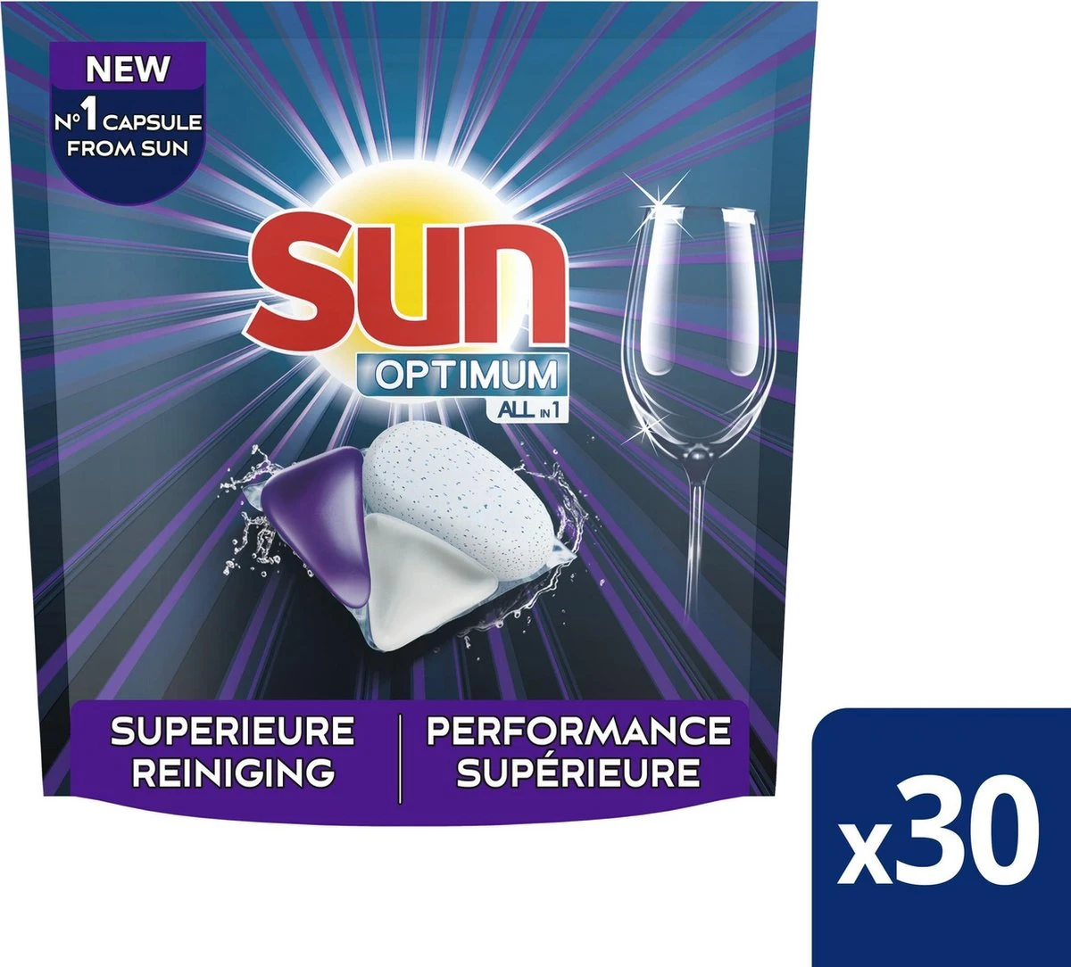 SUN® Sun Optimum All-in 1 Regular Capsules - 30 Vaatwastabletten - Maandbox 3 SUN® Sun Optimum All-in 1 Regular Capsules - 30 Vaatwastabletten - Maandbox - Afbeelding 3