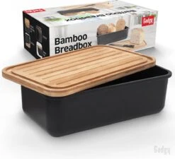 Gadgy Broodtrommel Met Bamboe Deksel – Brooddoos Met Snijplank - 36x19.5x11.5 Cm- Zwart -Dagelijkse Benodigdheden Verkoop 1200x1091 1