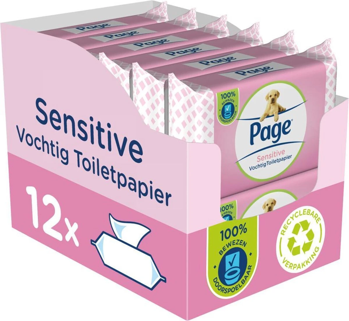 Page Vochtig Toiletpapier - 12 X 38 Stuks - Sensitive Vochtig Wc Papier - Voordeelverpakking 2 Page Vochtig Toiletpapier - 12 X 38 Stuks - Sensitive Vochtig Wc Papier - Voordeelverpakking - Afbeelding 2