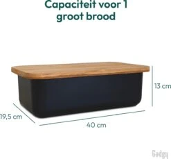 Gadgy Broodtrommel Met Bamboe Deksel – Brooddoos Met Snijplank - 36x19.5x11.5 Cm- Zwart -Dagelijkse Benodigdheden Verkoop 1200x1111 1