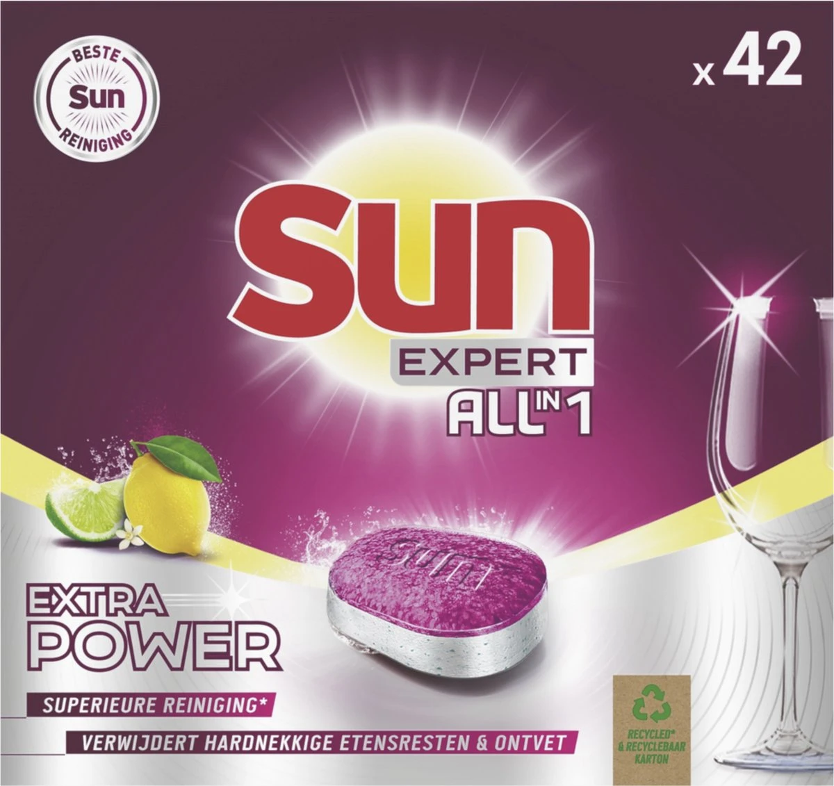 SUN® Sun Expert All-in 1 Extra Power Citroen Vaatwastabletten 2 SUN® Sun Expert All-in 1 Extra Power Citroen Vaatwastabletten - Afbeelding 2