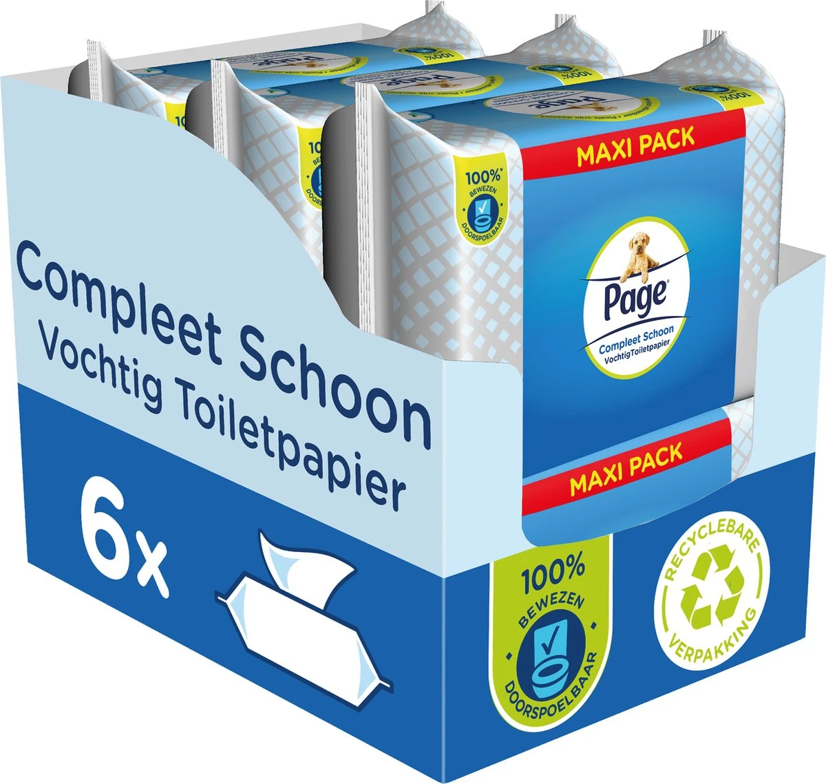 Page Vochtig Toiletpapier - 6 X 74 Stuks - Compleet Schoon Maxi Vochtig Wc Papier - Voordeelverpakking 2 Page Vochtig Toiletpapier - 6 X 74 Stuks - Compleet Schoon Maxi Vochtig Wc Papier - Voordeelverpakking - Afbeelding 2