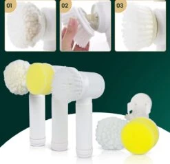 Apeiron Elektrische Schoonmaakborstel - Poetsmachine - Poliermachine - Schrobborstel - Handborstel - Werkborstel - Schrobber - Boorborstel - Wasborstel - Schoonmaakmiddelen - Reinigingsborstel - 3 Opzetstukken -Dagelijkse Benodigdheden Verkoop 1200x1155 6