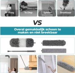 Novabeau® - Telescopische Plumeau – Plumeau Met Telescoopsteel – Ragebol – Uitschuifbaar – Grijs – 3-delige Set -Dagelijkse Benodigdheden Verkoop 1200x1169 10