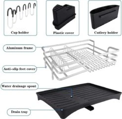 Doogo® Afdruiprek Met Bestekkorf En Lekbak Voor Keukenborden En Bestek Afdruiprek Met Draaibare Uitloop -Dagelijkse Benodigdheden Verkoop 1200x1169 6