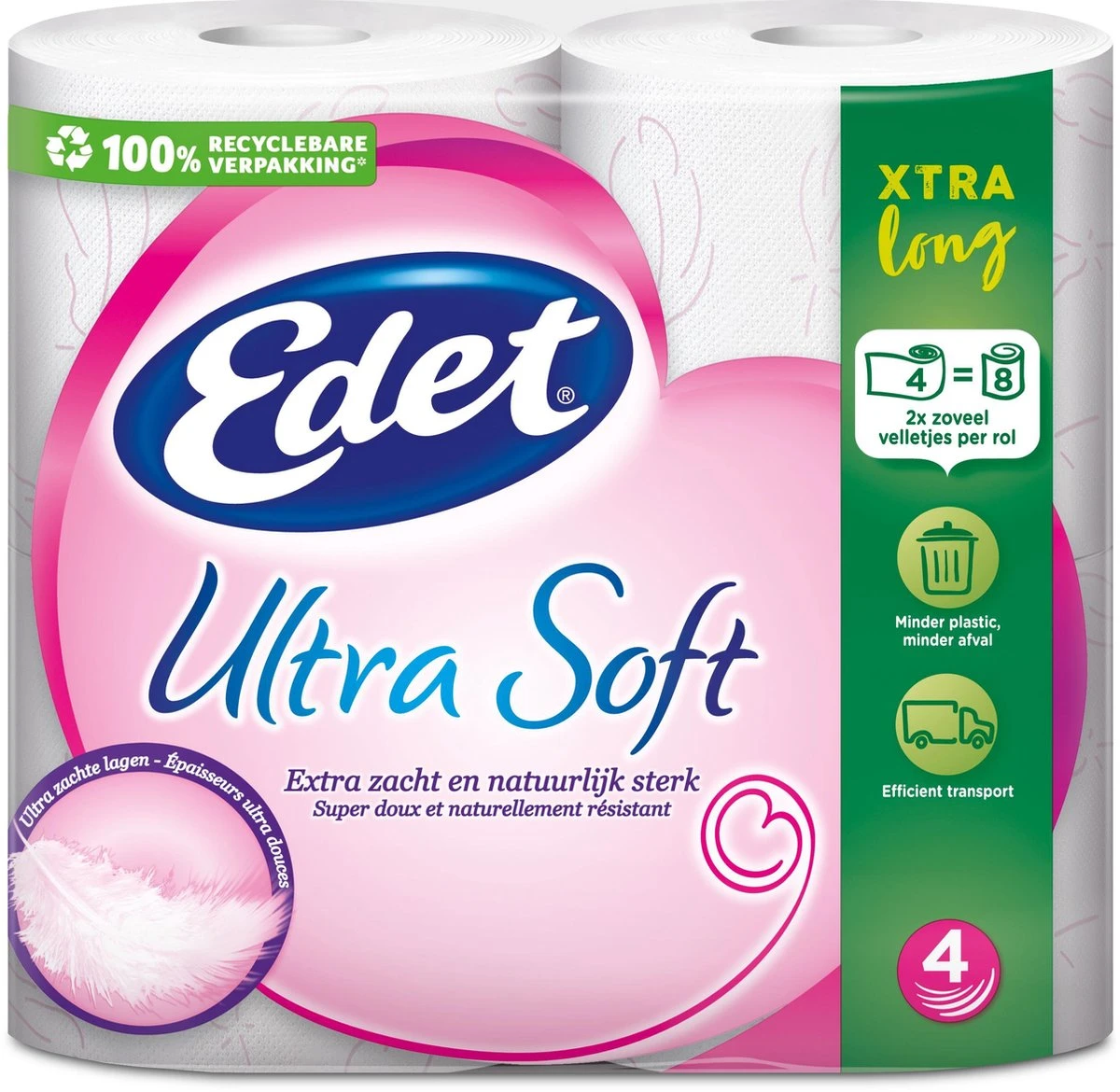 Edet Ultra Soft Xtra Long 4-laags Toiletpapier - 24 = 48 Rollen 1 Edet Ultra Soft Xtra Long 4-laags Toiletpapier - 24 = 48 Rollen