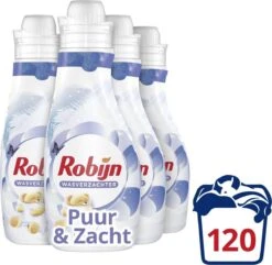 Robijn Puur & Zacht Wasverzachter - 4 X 30 Wasbeurten - Voordeelverpakking -Dagelijkse Benodigdheden Verkoop 1200x1171 2