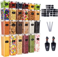 Dagelijkse Benodigdheden Verkoop 35 Empyrea Set Van 24 Luchtdichte Vershouddozen, Voorraad Bussen Opslag En Organisatie, Keuken En Voedselcontainer, Voorraadpotten Van Kunststof, BPA-vrij, 72 Etiketten, 3 Markers En 8 Lepels Meegeleverd | Keuken Organizer Voorraadcontainers