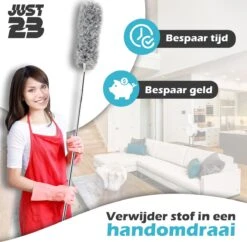 JUST23 Plumeau Uitschuifbaar Met Telescoopsteel – 60 Tot 140 Cm – Ragebol – Stoffer – Duster – Grijs – Incl. Microfiber Doek -Dagelijkse Benodigdheden Verkoop 1200x1178 9