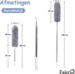 Fain® Plumeau Met Telescoopsteel – Grijs – 80 Tot 240 Cm - Uitschuifbaar – Wasbaar - Flexibel 360° Draaibaar – Duster - Microvezel Ragebol -Dagelijkse Benodigdheden Verkoop 1200x1182 6