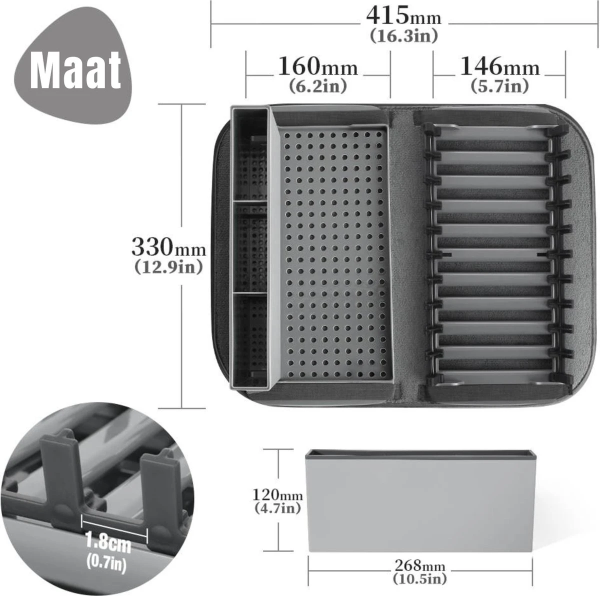 Afdruiprek Met Lekbak - Inclusief Afdruipmat - Opvouwbaar - Afwasrek Met Uitneembare Bestekhouder - Voor Bestek, Borden, Pannen En Schalen 2 Afdruiprek Met Lekbak - Inclusief Afdruipmat - Opvouwbaar - Afwasrek Met Uitneembare Bestekhouder - Voor Bestek, Borden, Pannen En Schalen - Afbeelding 2