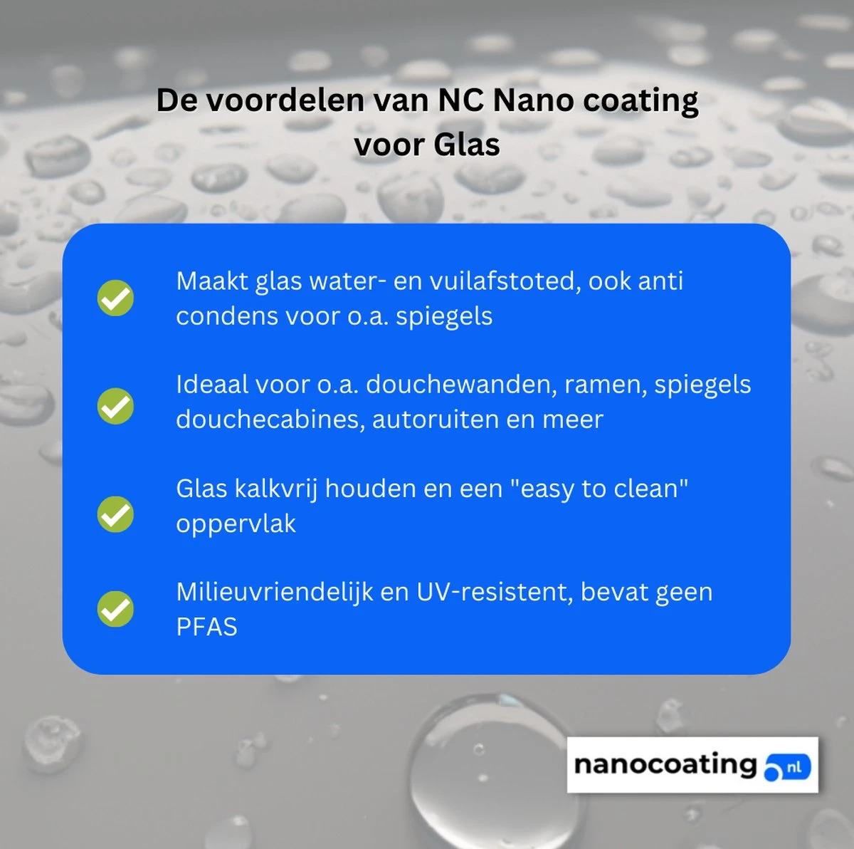 NC Nano Coating Voor Glas - Nano Coating Glas - Glascoating - Anti Condens - Water- & Vuilafstotend - Tot 5m2 2 NC Nano Coating Voor Glas - Nano Coating Glas - Glascoating - Anti Condens - Water- & Vuilafstotend - Tot 5m2 - Afbeelding 2