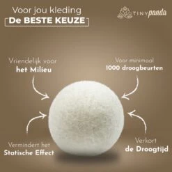 Merkloos Droger Ballen XL 6 Stuks Inclusief Lavendelolie – Zero Waste Dryer Balls - Duurzaam – Wasverzachter – Herbruikbare Drogerballen – Droogt De Was Sneller – Tiny Panda -Dagelijkse Benodigdheden Verkoop 1200x1199 7