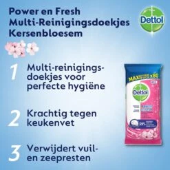 Dettol - Schoonmaakdoekjes - Power & Fresh - Kersenbloesem - 80 Stuks X8 -Dagelijkse Benodigdheden Verkoop 1200x1200 1021