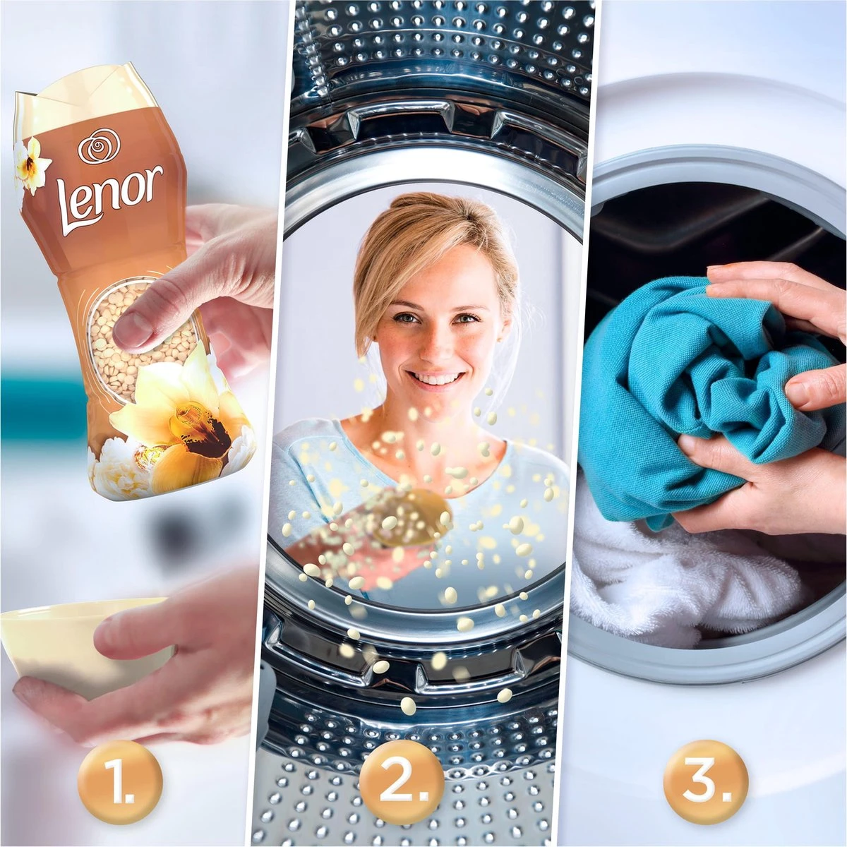 Lenor Geurbooster Gouden Orchidee - Geurparels - 6x11 Wasbeurten - Voordeelverpakking 2 Lenor Geurbooster Gouden Orchidee - Geurparels - 6x11 Wasbeurten - Voordeelverpakking - Afbeelding 2