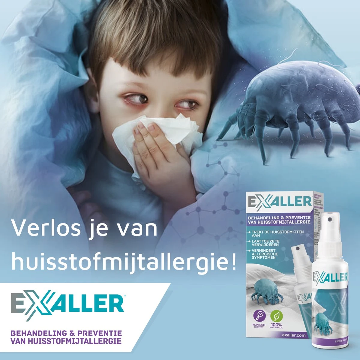 Exaller Anti Huisstofmijt Spray 150ml - 100% Natuurlijk Huismijt Bestrijder - Klinisch Getest - Behandeling En Preventie Van Huisstofmijtallergie 2 Exaller Anti Huisstofmijt Spray 150ml - 100% Natuurlijk Huismijt Bestrijder - Klinisch Getest - Behandeling En Preventie Van Huisstofmijtallergie - Afbeelding 2