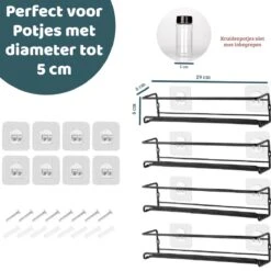 Mmoods Kruidenrek Ophangbaar Zonder Boren - 4 Laags Voor 24 Kruidenpotjes - Speciaal Voor Muur, Wandkast, Kastdeur - Hangende Kruidenorganizer Keuken - Keukenaccessoires 11 Mmoods Kruidenrek Ophangbaar Zonder Boren - 4 Laags Voor 24 Kruidenpotjes - Speciaal Voor Muur, Wandkast, Kastdeur - Hangende Kruidenorganizer Keuken - Keukenaccessoires -Dagelijkse Benodigdheden Verkoop 1200x1200 1345