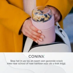 Coninx Yoghurtbeker To Go - Muesli Beker To Go - Lunchbeker - Mueslibeker 640ml (450ml+190ml) - Roze -Dagelijkse Benodigdheden Verkoop 1200x1200 1373