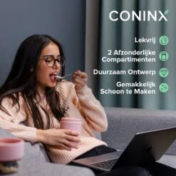 Coninx Yoghurtbeker To Go - Muesli Beker To Go - Lunchbeker - Mueslibeker 640ml (450ml+190ml) - Roze -Dagelijkse Benodigdheden Verkoop 1200x1200 1374