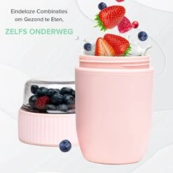 Coninx Yoghurtbeker To Go - Muesli Beker To Go - Lunchbeker - Mueslibeker 640ml (450ml+190ml) - Roze -Dagelijkse Benodigdheden Verkoop 1200x1200 1375