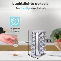 LuZana® Draaibaar Kruidenrek -RVS- Staand Met Potjes - 20 Kruidenpotjes Met Strooideksel – Incl. Labels, Krijtstift En Trechter -Dagelijkse Benodigdheden Verkoop 1200x1200 1379