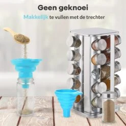 LuZana® Draaibaar Kruidenrek -RVS- Staand Met Potjes - 20 Kruidenpotjes Met Strooideksel – Incl. Labels, Krijtstift En Trechter -Dagelijkse Benodigdheden Verkoop 1200x1200 1381