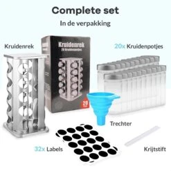 LuZana® Draaibaar Kruidenrek -RVS- Staand Met Potjes - 20 Kruidenpotjes Met Strooideksel – Incl. Labels, Krijtstift En Trechter -Dagelijkse Benodigdheden Verkoop 1200x1200 1382