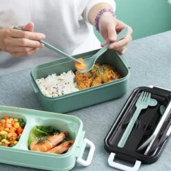 Lunchbox - Meal Prep Bakjes - Lunch Box Met Deksel - Meal Prep – Bento Box - Lunchtrommel Met Bestek Groen -Dagelijkse Benodigdheden Verkoop 1200x1200 1395