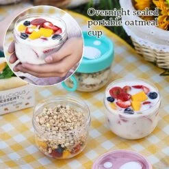 Deluqse Overnight Oats Potjes - Overnights Oats Beker - Set Van 3 - Oats Potjes - Overnight Oats Jar - Muesli Beker - Havermout Potjes -Dagelijkse Benodigdheden Verkoop 1200x1200 1414