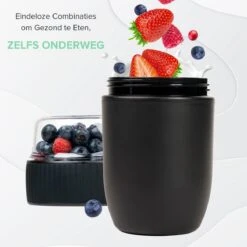 Coninx Yoghurtbeker To Go - Muesli Beker To Go - Lunchbeker - Mueslibeker 640ml (450ml+190ml) - Zwart -Dagelijkse Benodigdheden Verkoop 1200x1200 1418