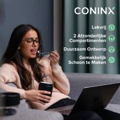 Coninx Yoghurtbeker To Go - Muesli Beker To Go - Lunchbeker - Mueslibeker 640ml (450ml+190ml) - Zwart -Dagelijkse Benodigdheden Verkoop 1200x1200 1420